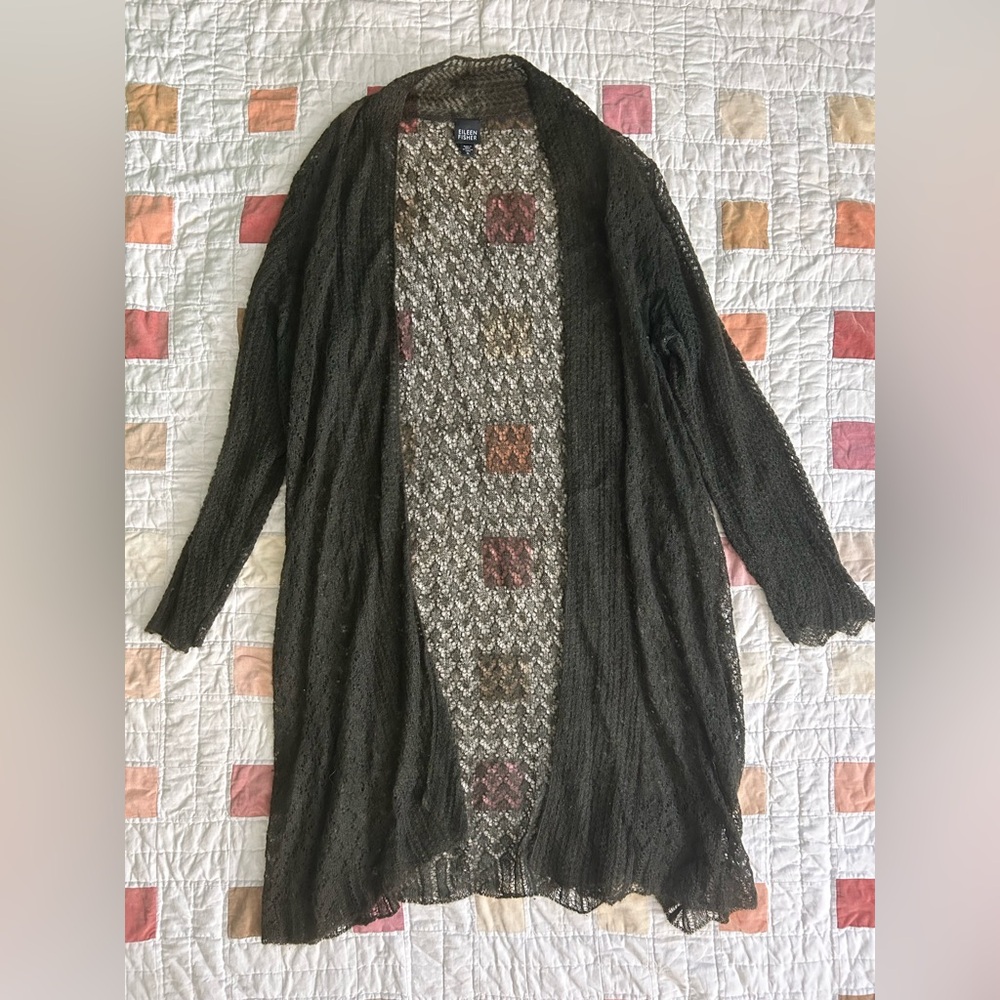 Eileen Fisher Brown Mohair Cardigan